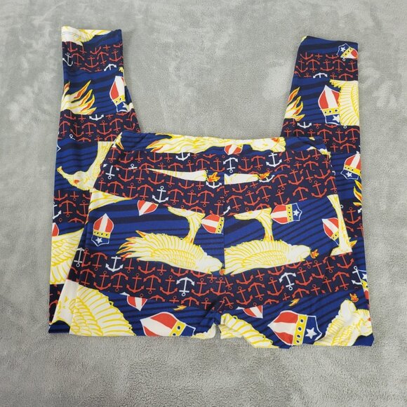 Fourth of July Lularoe Womens Leggings TC Tall Curvy Blue Red Eagles NOV112E - Picture 5 of 9